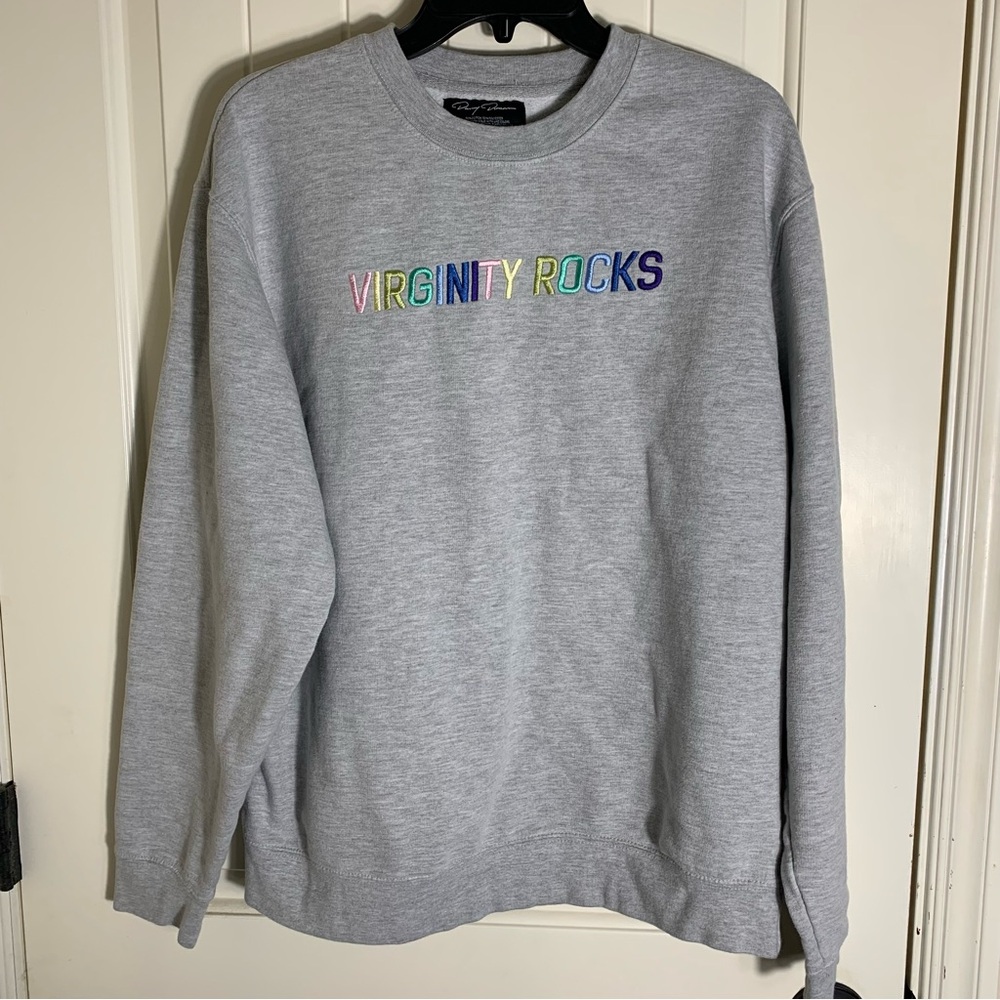 Gray Virginity Rocks Crewneck Sweatshirt